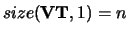 $size({\bf VT},1) = n$