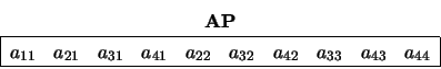 \begin{displaymath}
\begin{array}{c} {\bf AP} \\
\begin{array}{\vert rrrrrrrr...
...} &
a_{33} & a_{43} & a_{44} \\ \hline \end{array} \end{array}\end{displaymath}