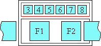 Diagram of character layout when ruby overhangs the following characters only