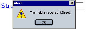 An alert popup, with a helpful error message.